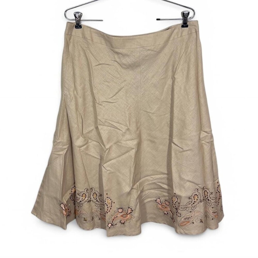 Y2K Apostrophe Linen Blend Midi Skirt Paisley Print